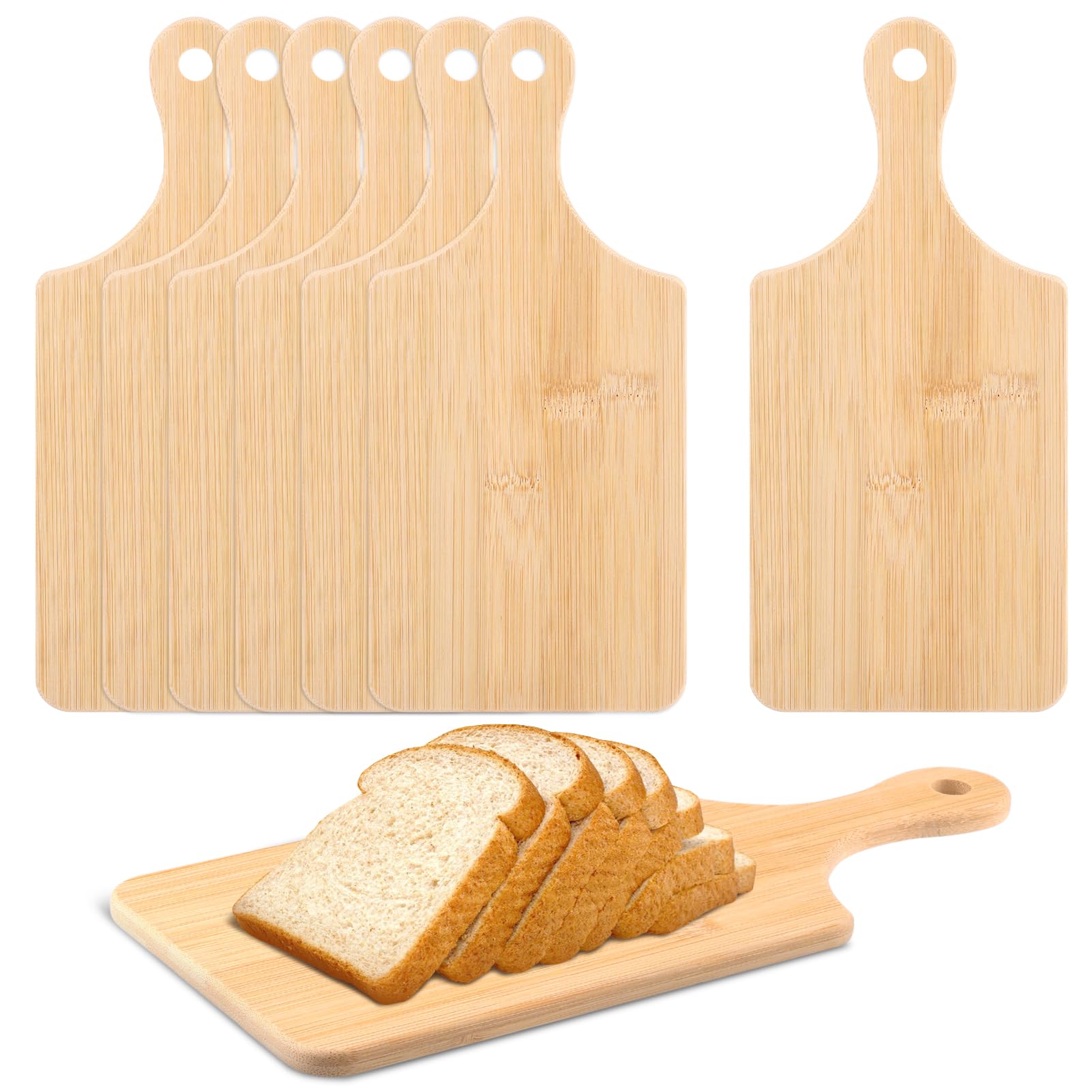 Lot de 8 planches à découper en bambou réversibles de 27,9 x 12,7 cm avec poignée antidérapante pour viande, légumes, fruits et fromage