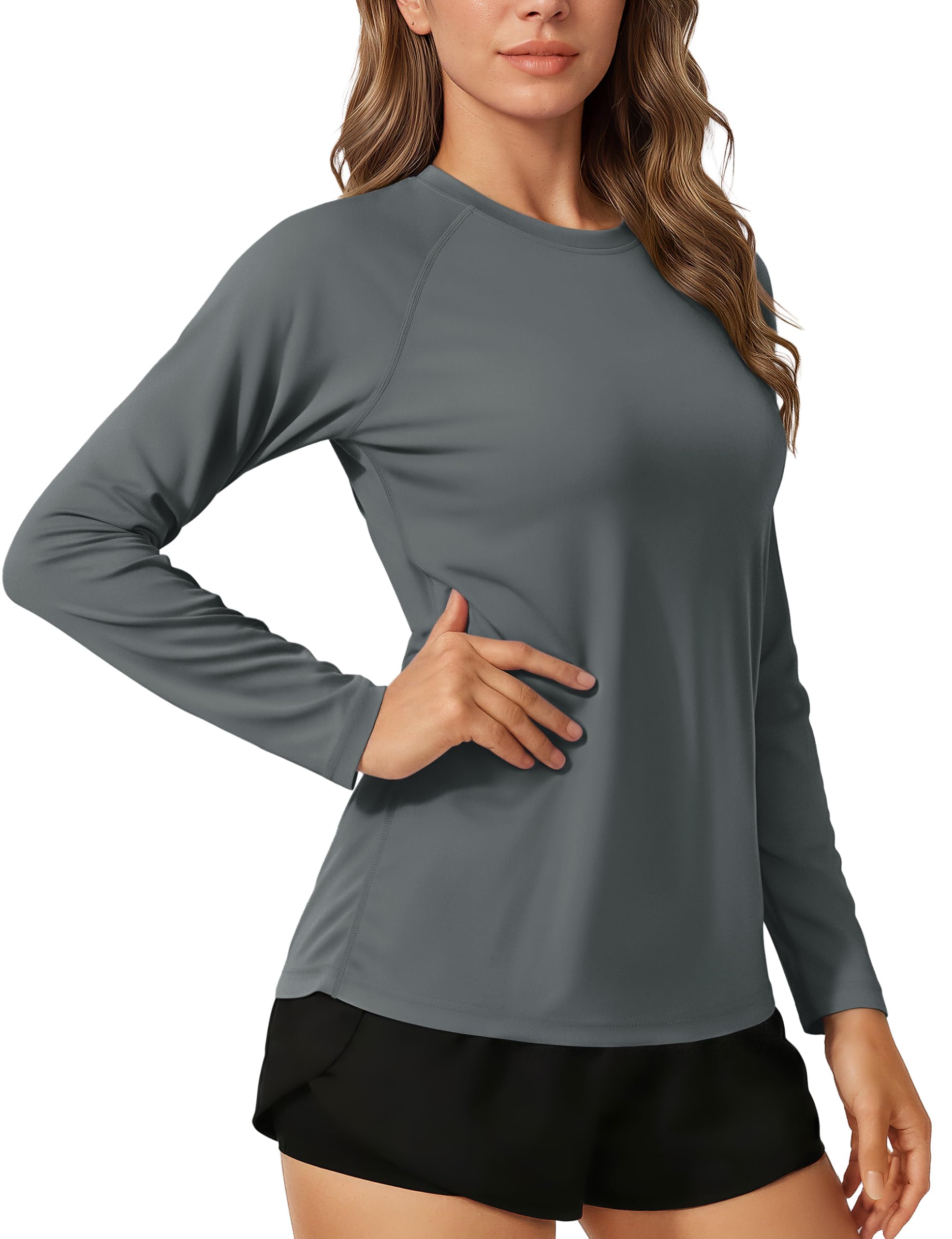 TACVASEN Damen Rashguard Uv-Schutz Shirt Schwimmshirt Langarm T-Shirt Sonnenschutz UPF 50+ Sportshirt