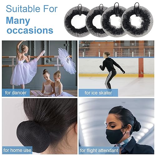 Miniatura 5 de KESAPLAN Juego de 6 redes para el cabello, reutilizables, de malla elástica, para bailarina, bailarina, empleado bancario, enfermera, fijación de