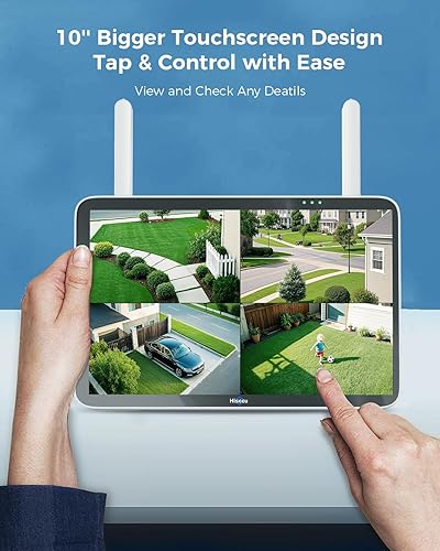 Miniatura 3 de Hiseeu Sistema de cámara de seguridad inalámbrica para exteriores de 8MP, NVR de pantalla táctil de 10 pulgadas, kits de cámaras WiFi-Pro 4K 5G2.4G,