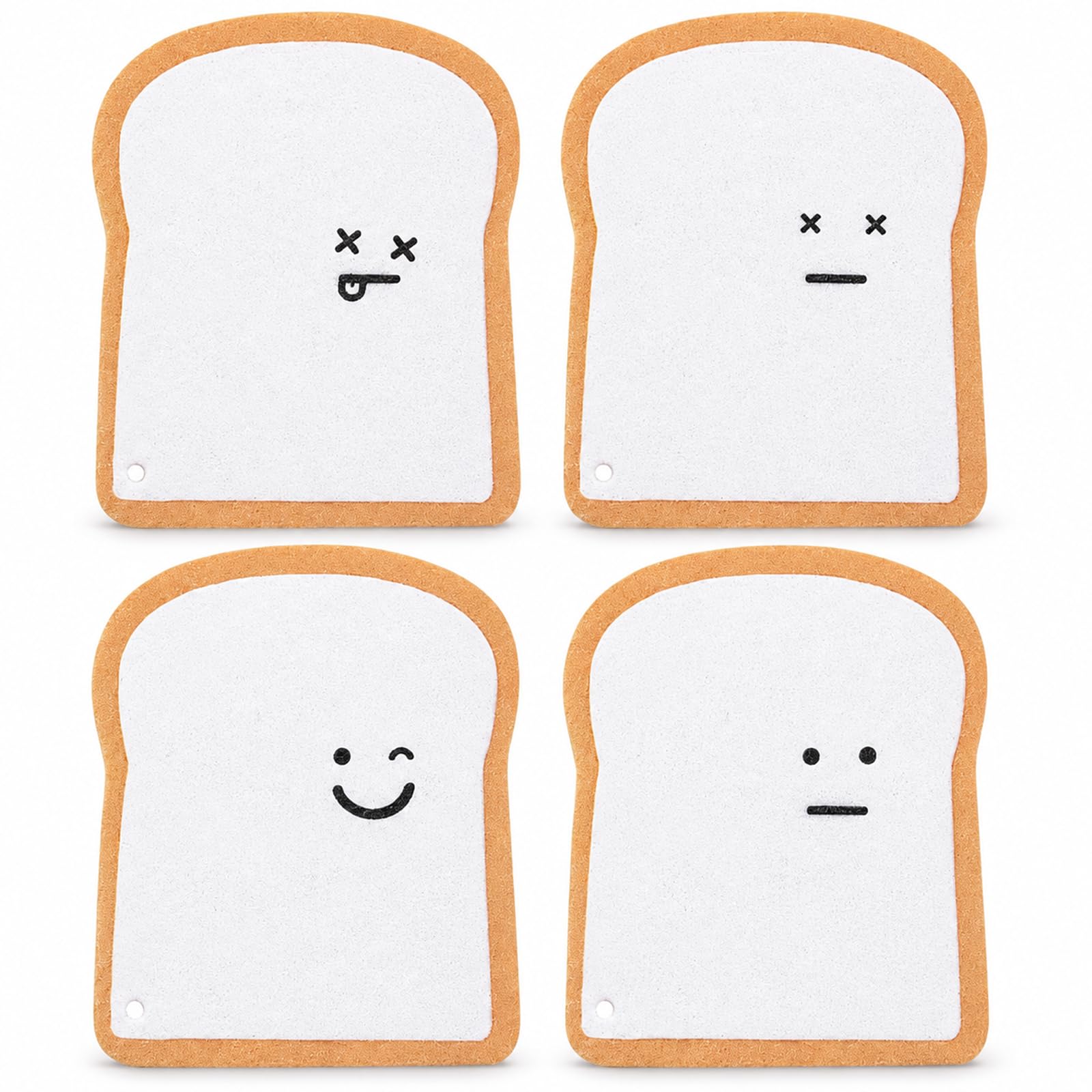 Bread Sponge 4 Pack, Cute Toast Shaped Pop-Up Kitchen Sponge, Plant-Based Cellulose Dish Sponges, Non-Scratch Dual Sided Dish Scrubber Pads for Dishes, Sinks, Cups, Pans