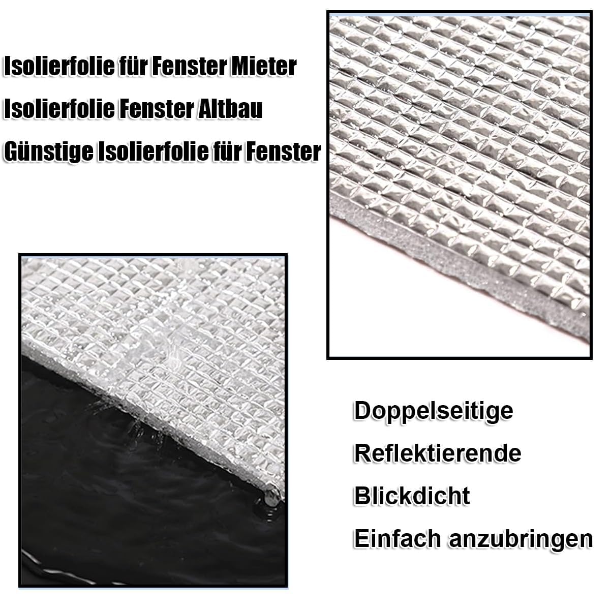 Aluminium Fensterfolie Sonnenschutz, Wärmeisolierung Folie für Fenster mit Saugnapf, Hitzeschutzfolie gegen Sonne für Zuhause Dachfenster und Mietwohnung (90 * 100CM)