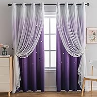Vista 17 de Cortinas opacas con estrellas de Anytime para habitaciones de niñas, cortina de princesa para habitación de hija, ventana de dormitorio