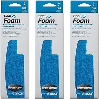Seachem 3 Pack of Tidal 75 Foam Filter Replacements, 2 Filters Each