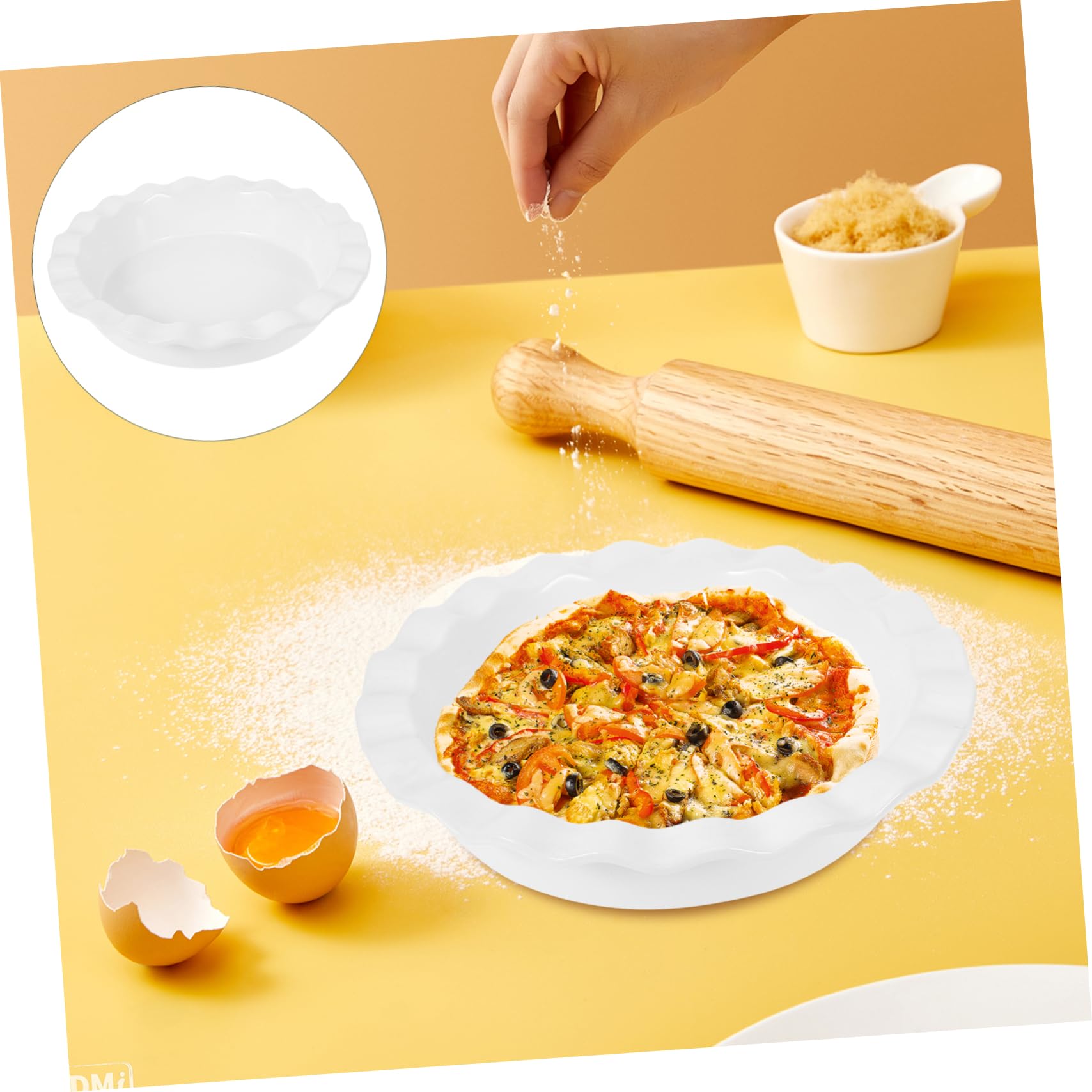 Zerodeko Keramik Backform Rund Weiß Antihaftbeschichtete Pizza Backplatte und Kuchenform Vielseitig für Flans und Kuchenbacken Geeignet für Ofen und Mikrowelle