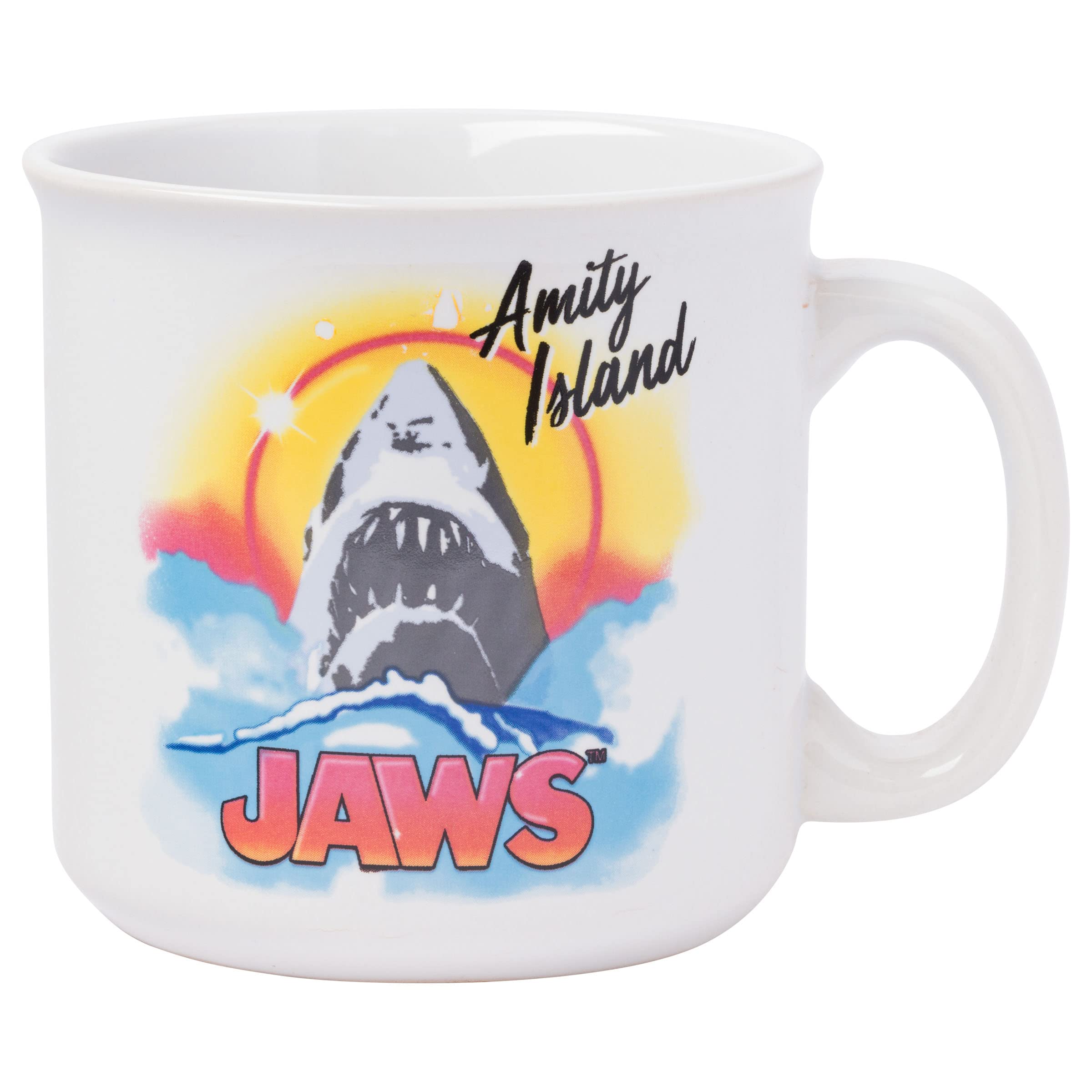 Silver Buffalo Jaws Retro Sunset Ceramic Camper Mug, 20 Ounces (JW1409E1) โ image 1