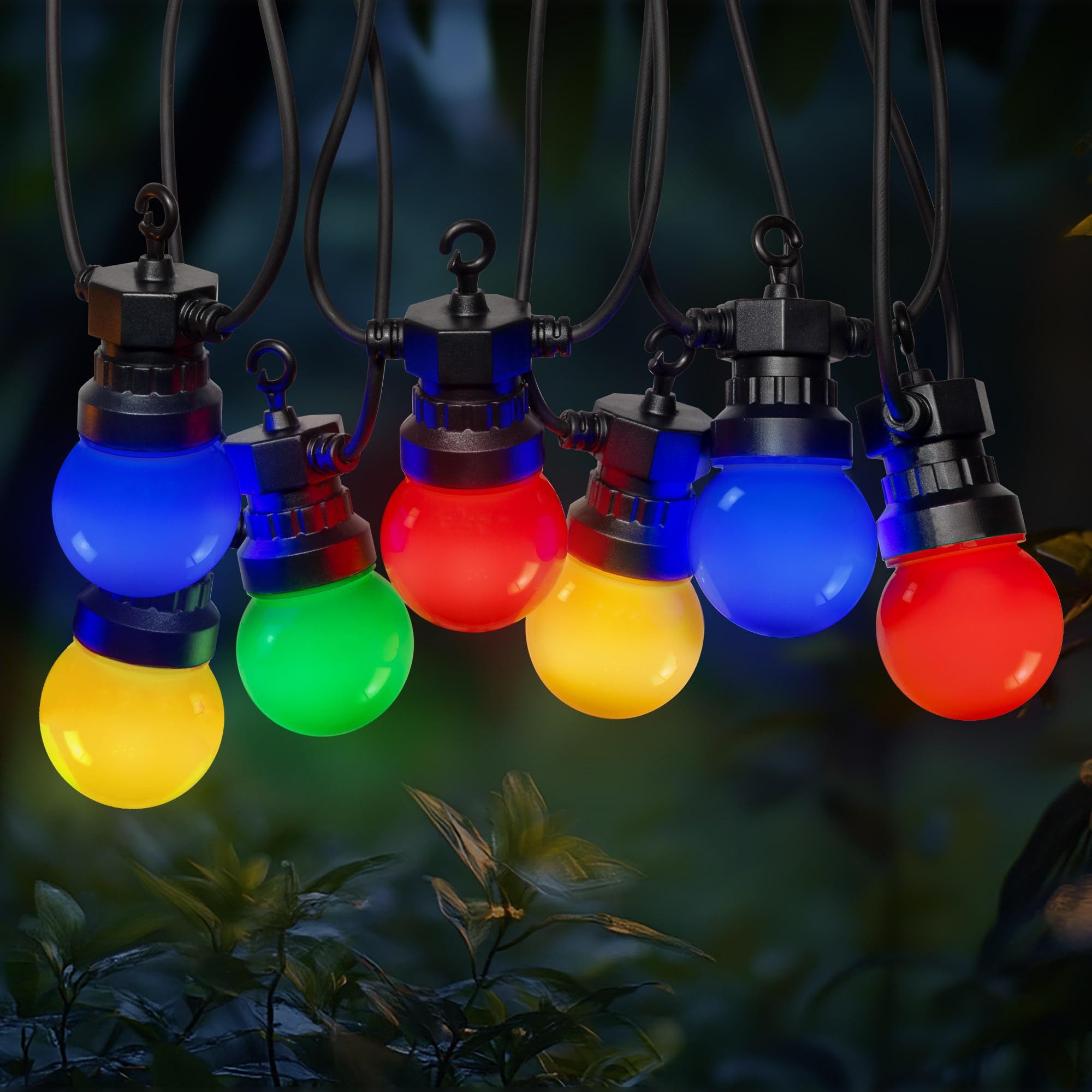 SKYLANTERN Guirnalda Luces Exterior 10M Multicolor - 20 Bombillas LED IP44 Impermeable - Guirnalda Luminosa Jardín Terraza Fiestas Decoración