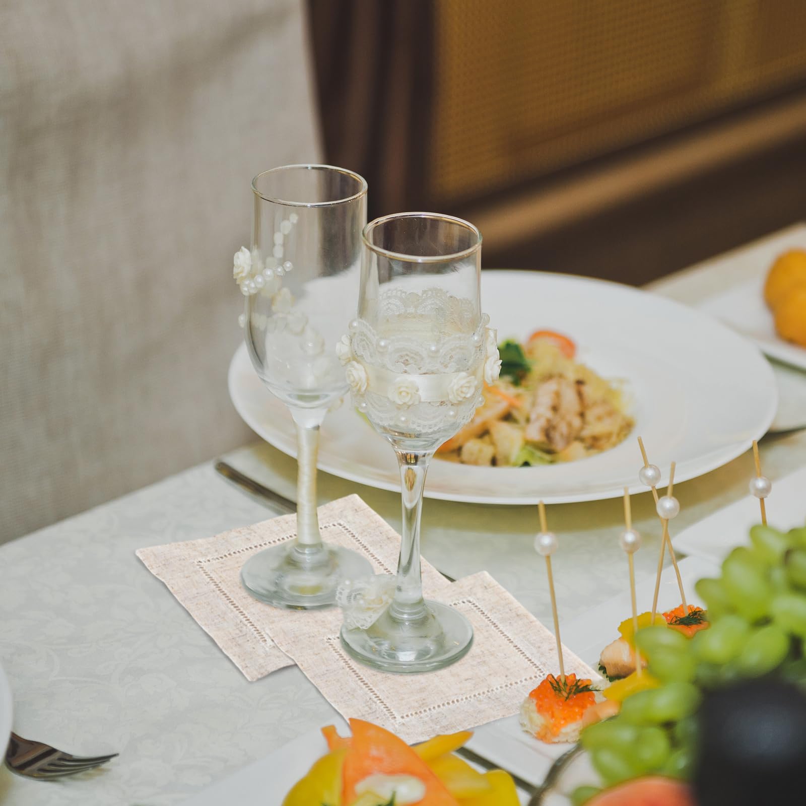 Cocktail-Servietten aus Leinen, 15,2 x 15,2 cm, Stoffservietten, kleiner Hohlsaum, Stoffservietten, Untersetzer, wiederverwendbare Leinenservietten für Party, Hochzeit, Bar, Getränke, Kaffee, Dessert