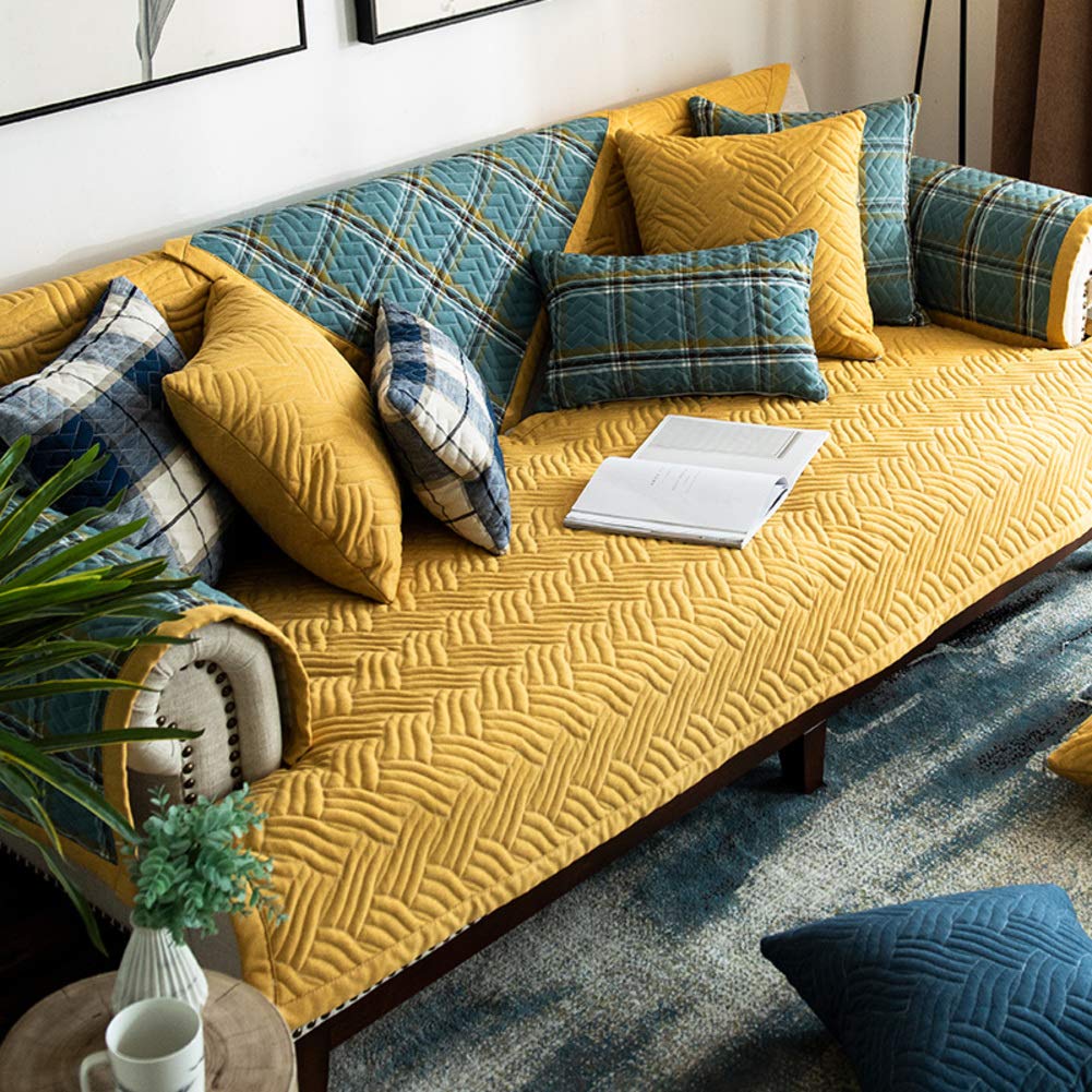 Housses de canapé matelassées MSM contre taches et poils jaune