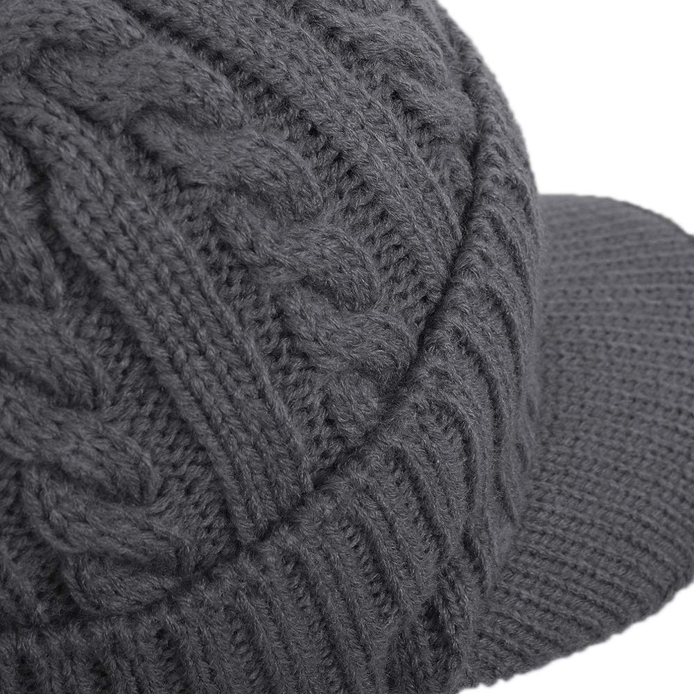 Gorro de invierno con visera y orejeras de punto con ala de punto