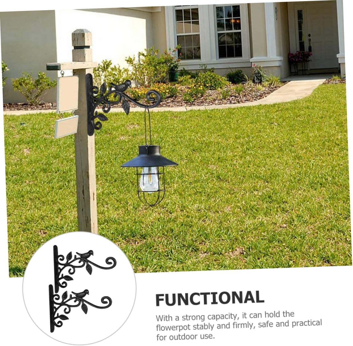 VICASKY 2pcs Hanging Wall Planter Bracket Decorative Iron Plant Hanger Bird Feeder Stand for Outdoor Garden Supply Black