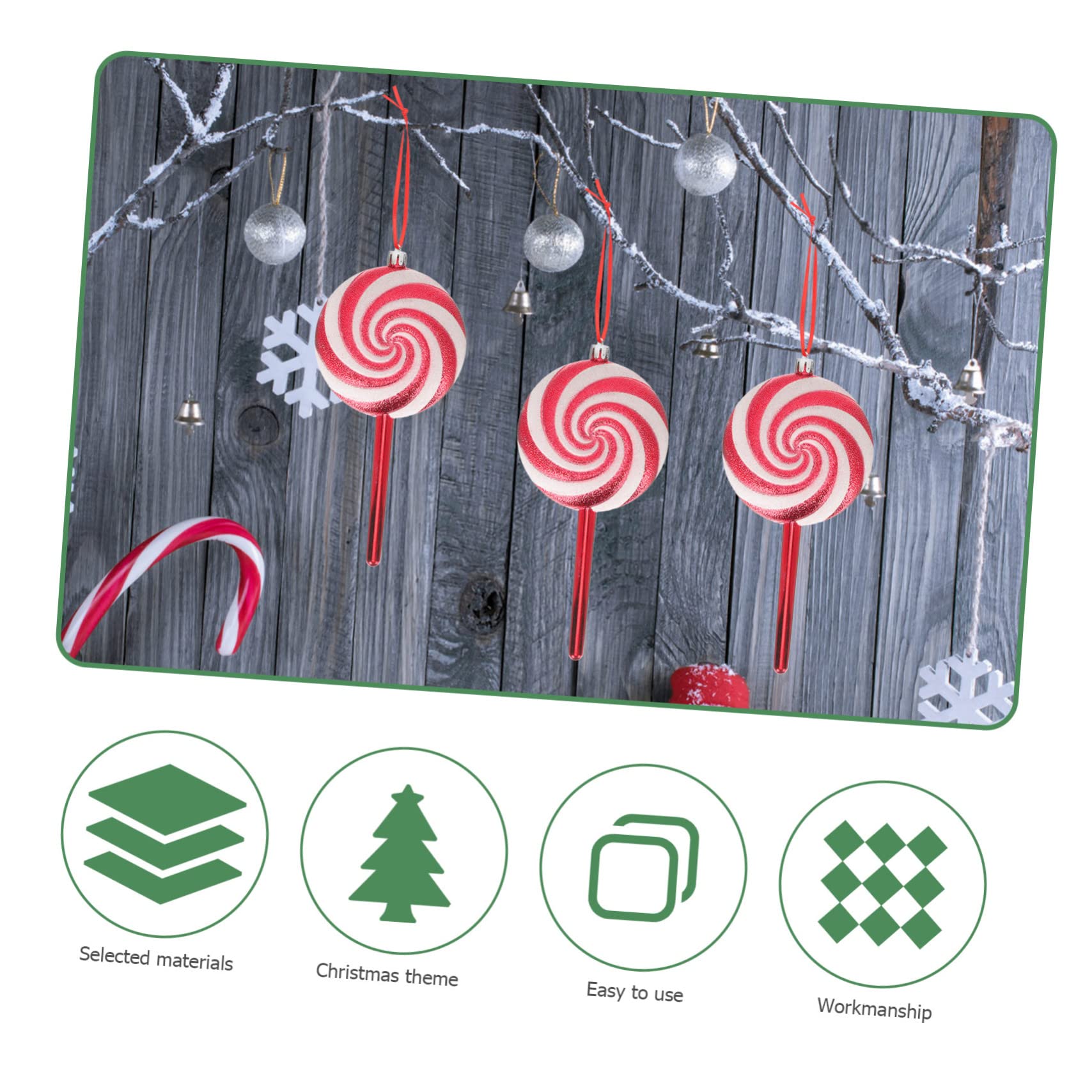 TOPBATHY 12 Pz Decorazioni Di Caramelle Natalizie Finti Bastoncini Di Zucchero Appesi Caramelle Appese Di Natale Ciondolo Lecca-lecca Albero Di Natale Ornamento Di Caramelle Rosso Plastica
