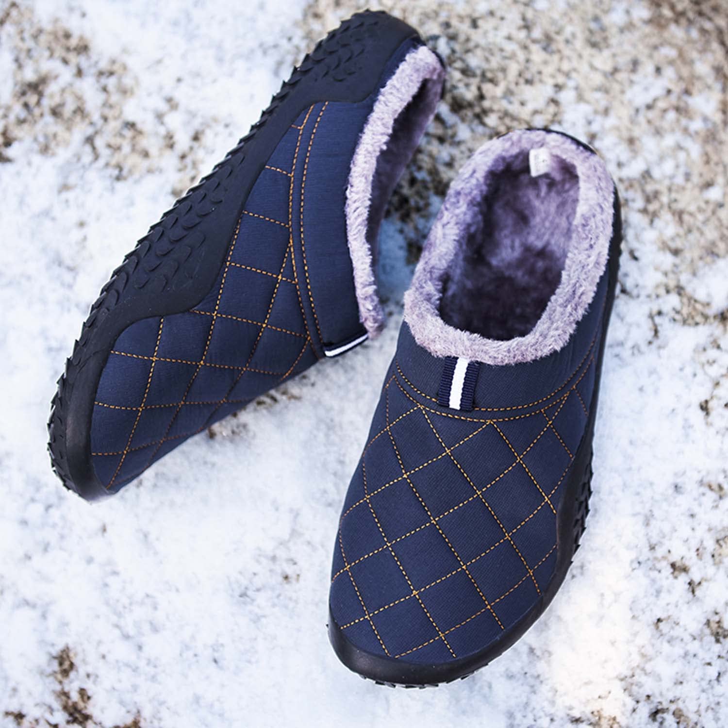 CERYTHRINA Zapatillas de estar por casa para hombre y mujer, forro cálido, impermeables, para interiores y exteriores, antideslizantes, para invierno, azul marino 2, 41 EU