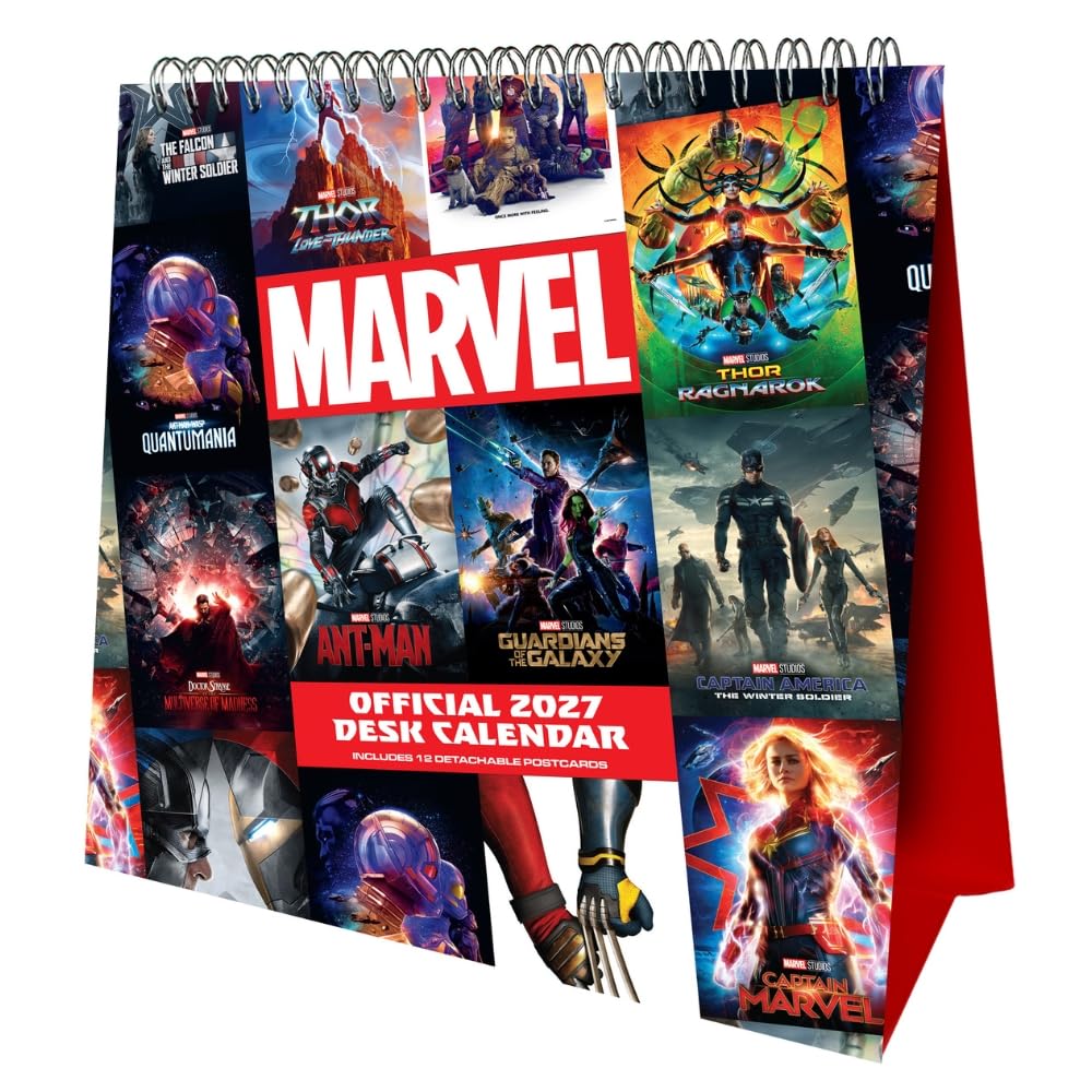 Marvel 2027 Desk Easel Calendar Official Licensed Marvel Calendar, Compact Desk Display, Monthly Layout, Iconic Superhero Artwork Featuring Avengers & Marvel Heroes, Gift for Marvel Fans