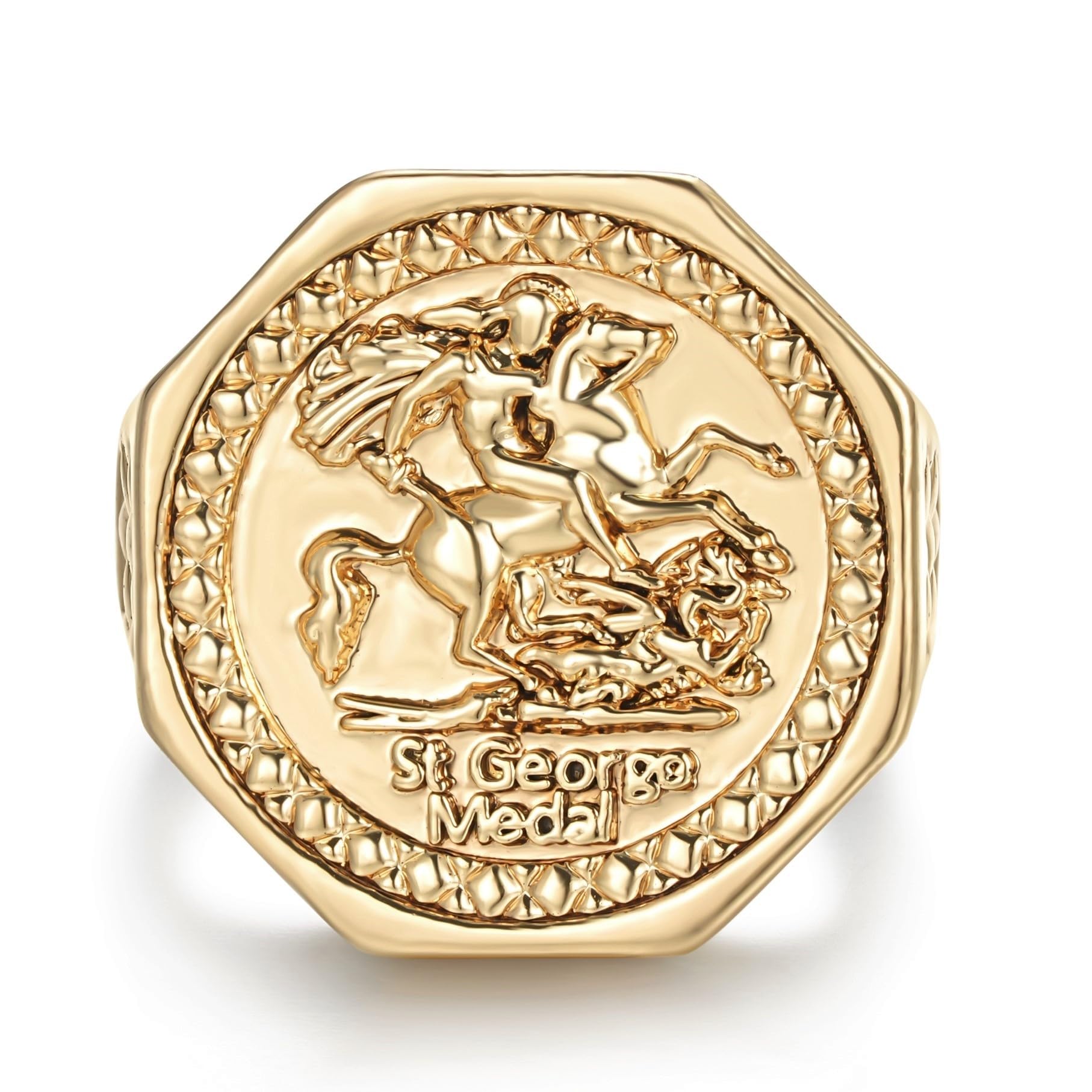 Sponsored Ad – Gold & Silver St George Dragon Slayer Sovereign Ring, PVD Gold & Silver Plated – Bling King London