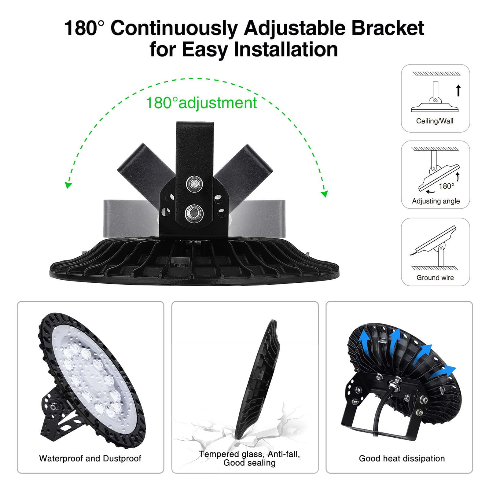 Sararoom 4 Pack 50W UFO LED Hallenleuchte 4000LM Superhell LED Industrielampe Kaltweiß 6500K Hallenstrahler - 120°Abstrahlwinkel Industrial Kronleuchter Werkstattlampe für Fabriken Flughafen Garage
