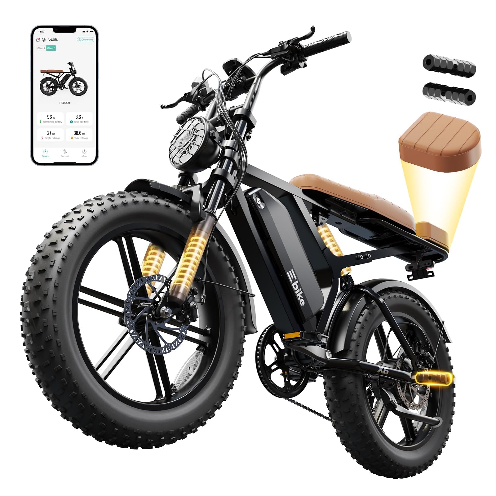 SISIGAD Electric Bike for Adults, 1500W Peak Motor E Bike with 48V 15/30Ah Battery, 60-100 Miles Range Electric Bicycle, 20" New All-Terrain Ebike with 7 Speeds, Full Suspension