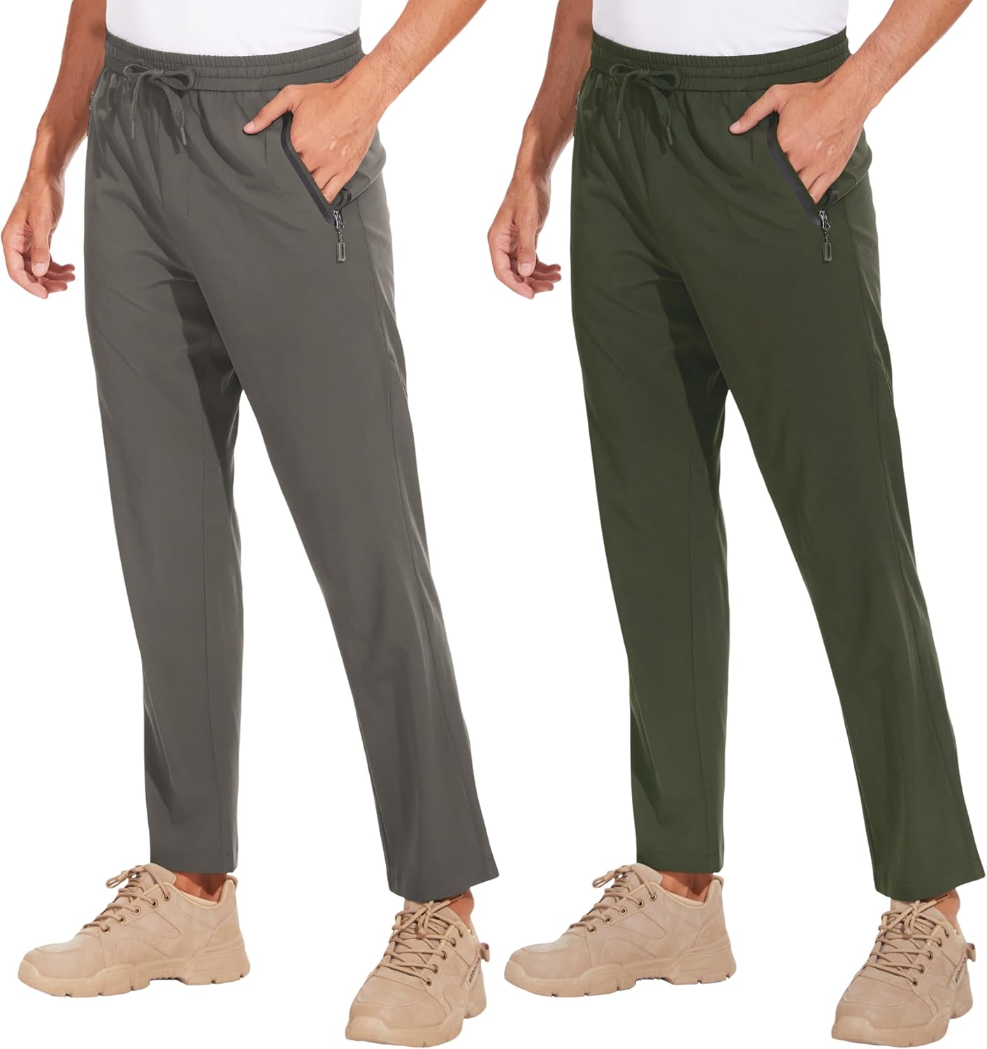 NATUVENIX Hiking Pants Men 2 Pack, Lightweight Mens Workout Pants Stretch Running Travel Pants for Men Quick Dry Sweatpants