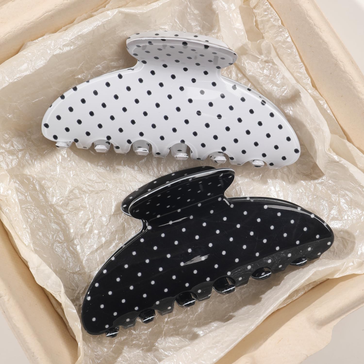 Polka Dot Hair Claw Clips - Strong Hold -2 Polka Dot Hair Claw Clips - Strong Hold -2