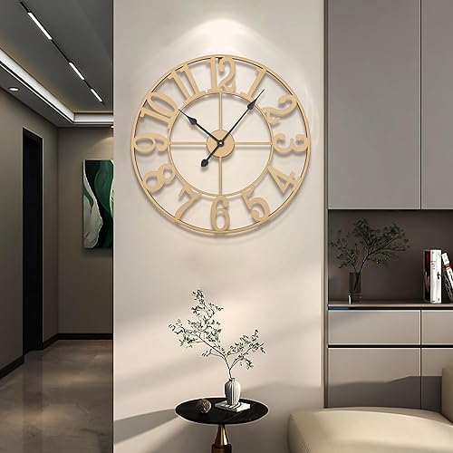 Vista 87 de Large Wall Clock, Metal Retro Roman Numeral Clock, Modern Round Wall Clocks Almost Silent, Easy to Read for Living Silver