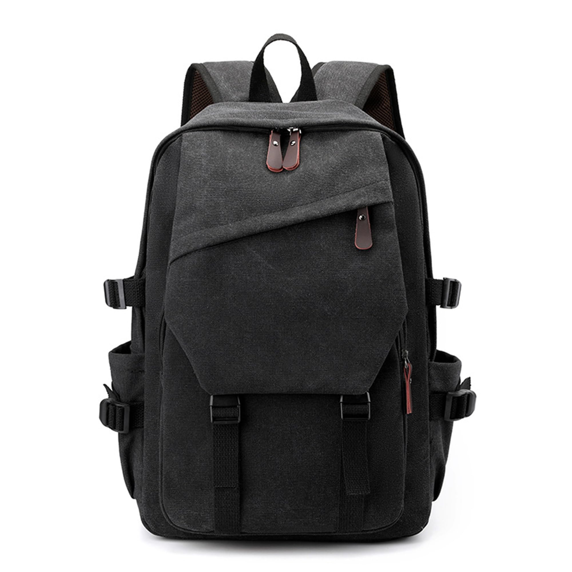 WALKENT Stylish 15.6" Laptop Bag, 32L with Front & Side Bottle Pockets, Canvas Backpack for Men & Women - Black (B0DC6HGBBJ) Amazon Price History, Amazon Price Tracker