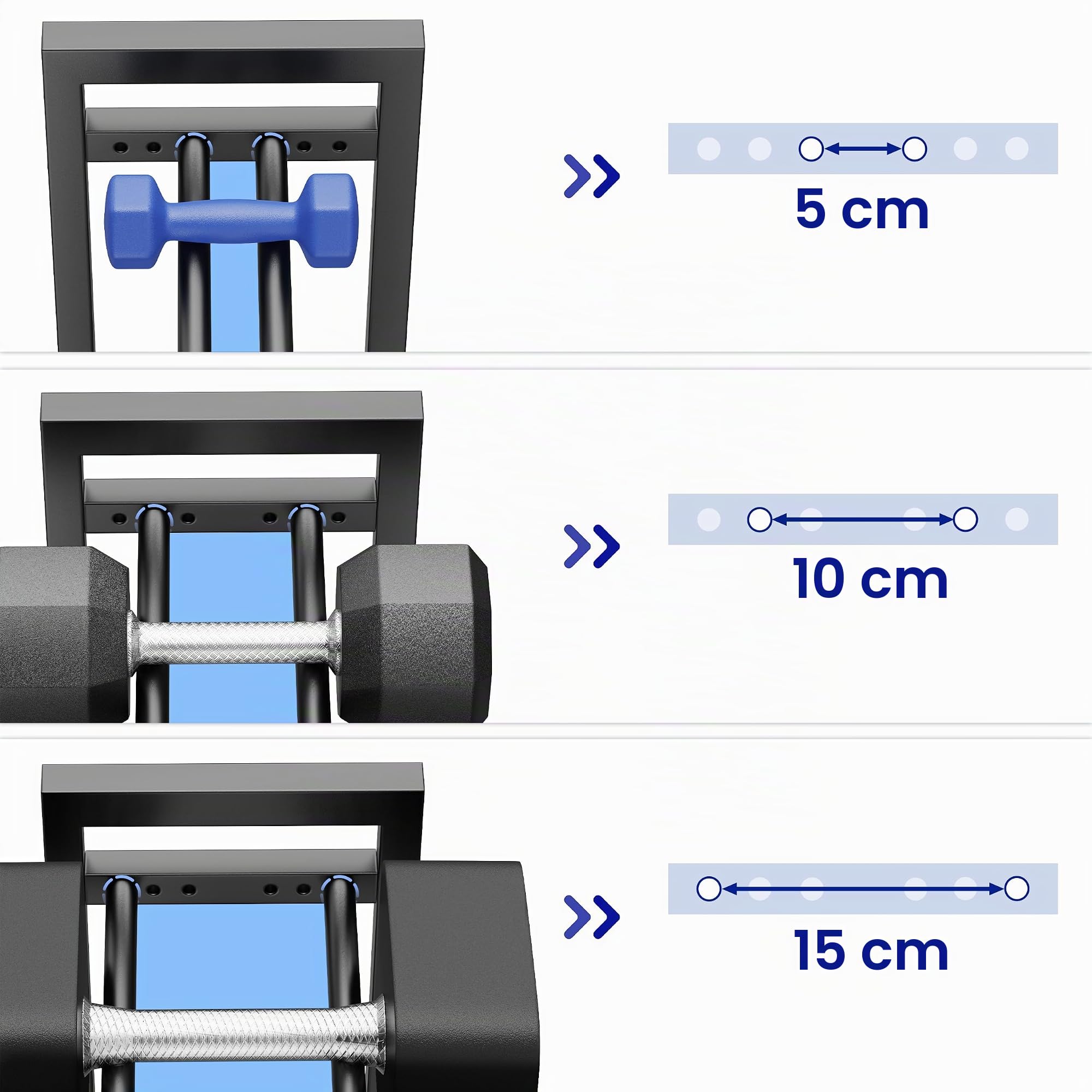 Étagère à haltères réglable 3 niveaux – Support robuste capacité 180 kg pour haltères et kettlebells