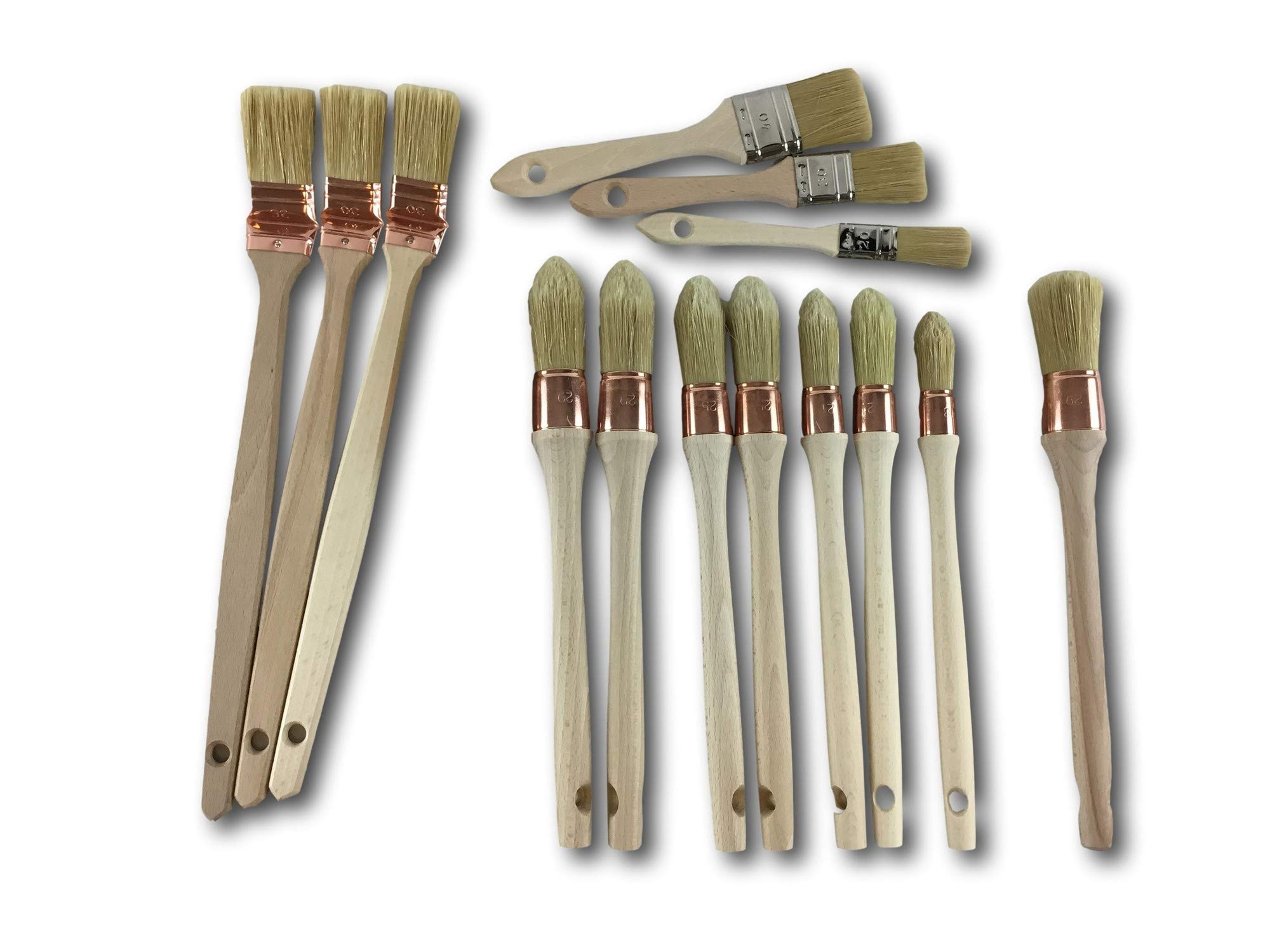Kibros Lot 16 pinceaux Fabrication France rechampir Plats coudés vernir