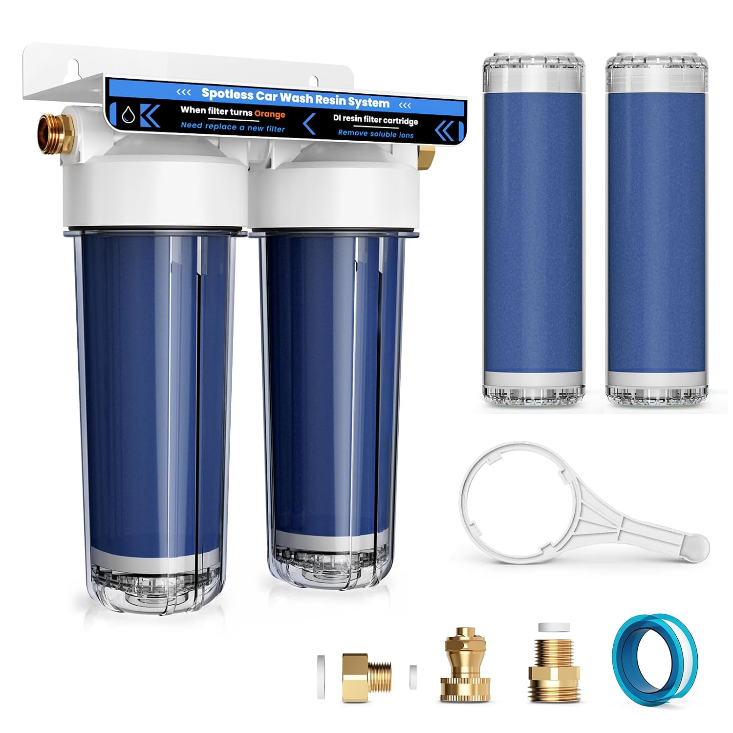 Deionized Spot Free Cleaning System, Deionized Water Filter Resin, Spotless Car Wash Water System, Suitable for Cars, RVs, Motorcycles, Yachts, and Windows, No Towel Drying, Color Changing Resin