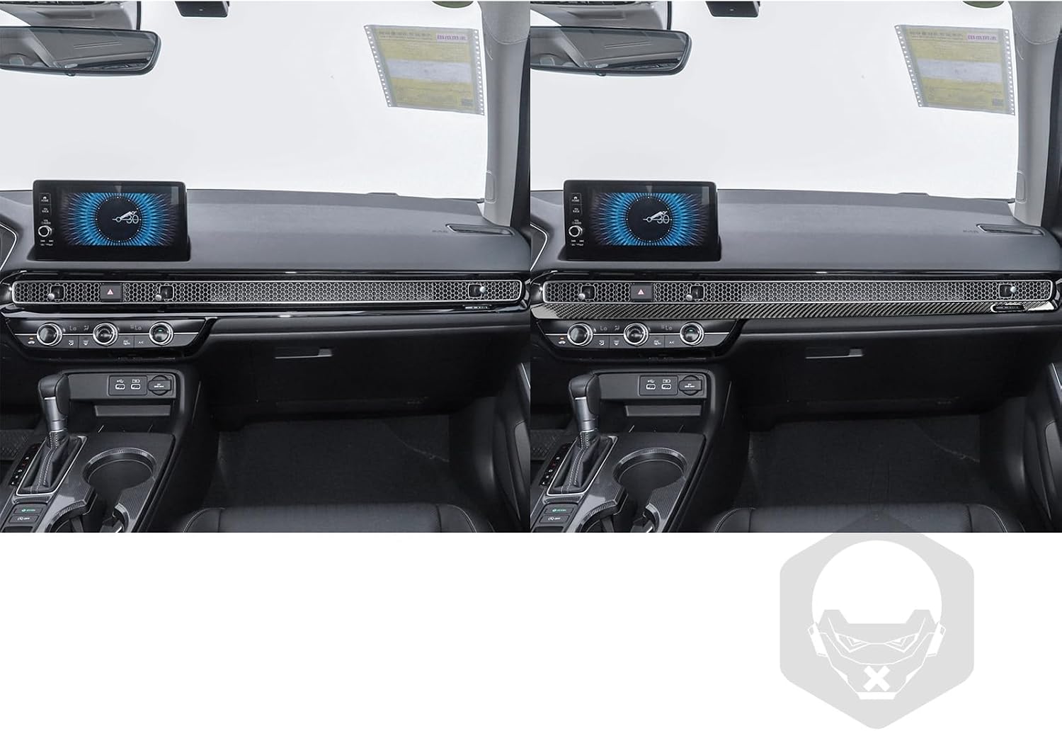 Real Carbon Fiber Interior Accessories Sticker Compatible with Honda 11th Gen Civic/Civic Hybrid 2022 2023 2024 2025 2026 Car Center Console Dashboard Trim Strip Decal Decor Black