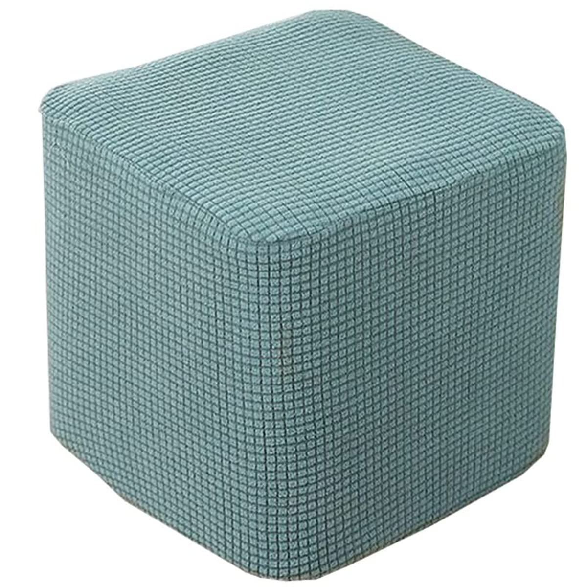 Copri Pouf Quadrato Elasticizzato, Fodera Protettiva In Spandex, 40x40x30 Cm, Colore Crema, 1 Pezzo, Per Poggiapiedi E Sgabelli