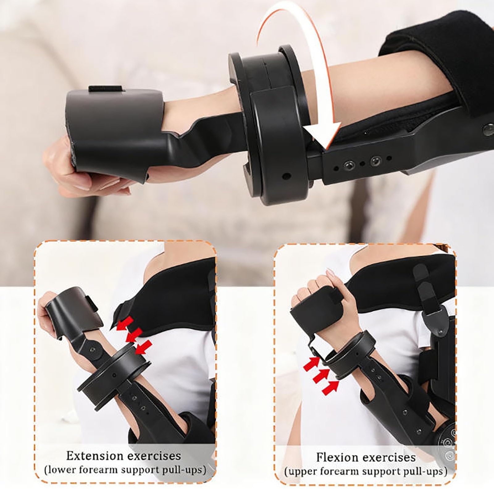 Dispositivo Elettrico per la Riabilitazione dell'articolazione del Gomito Attrezzo per Esercizi del Braccio con Tutore per Gomito Incernierato per Pazienti con Emiplegia da Ictus(Right)