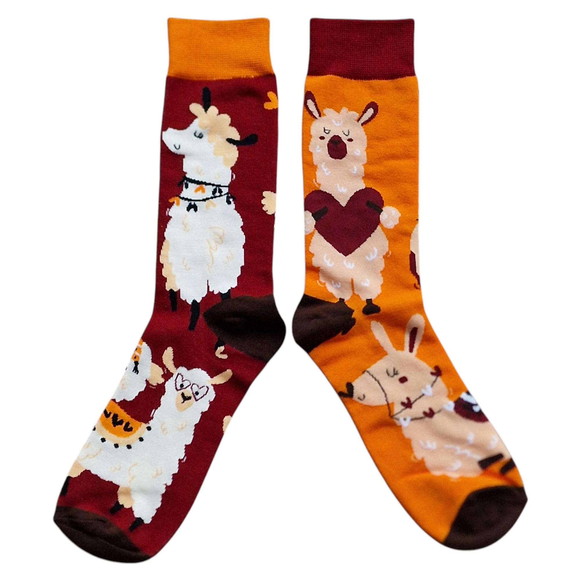 Sock Shack Men's Multicolour Happy Bouncy Llamas Alpacas Hearts Odd Socks 6-10 Uk /39-44 Eur/ 7-11 Us