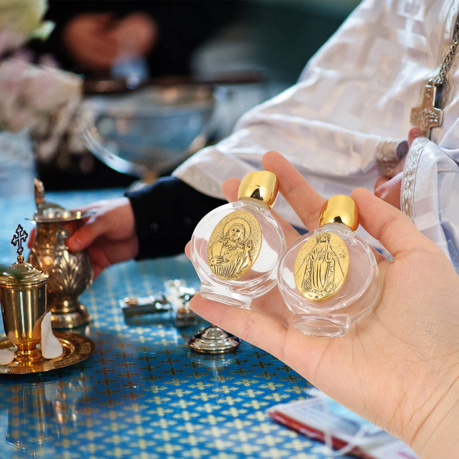 2 Bouteilles Eau Bénite En Verre VALICLUD - Décoration Vintage, Cadeau Baptême