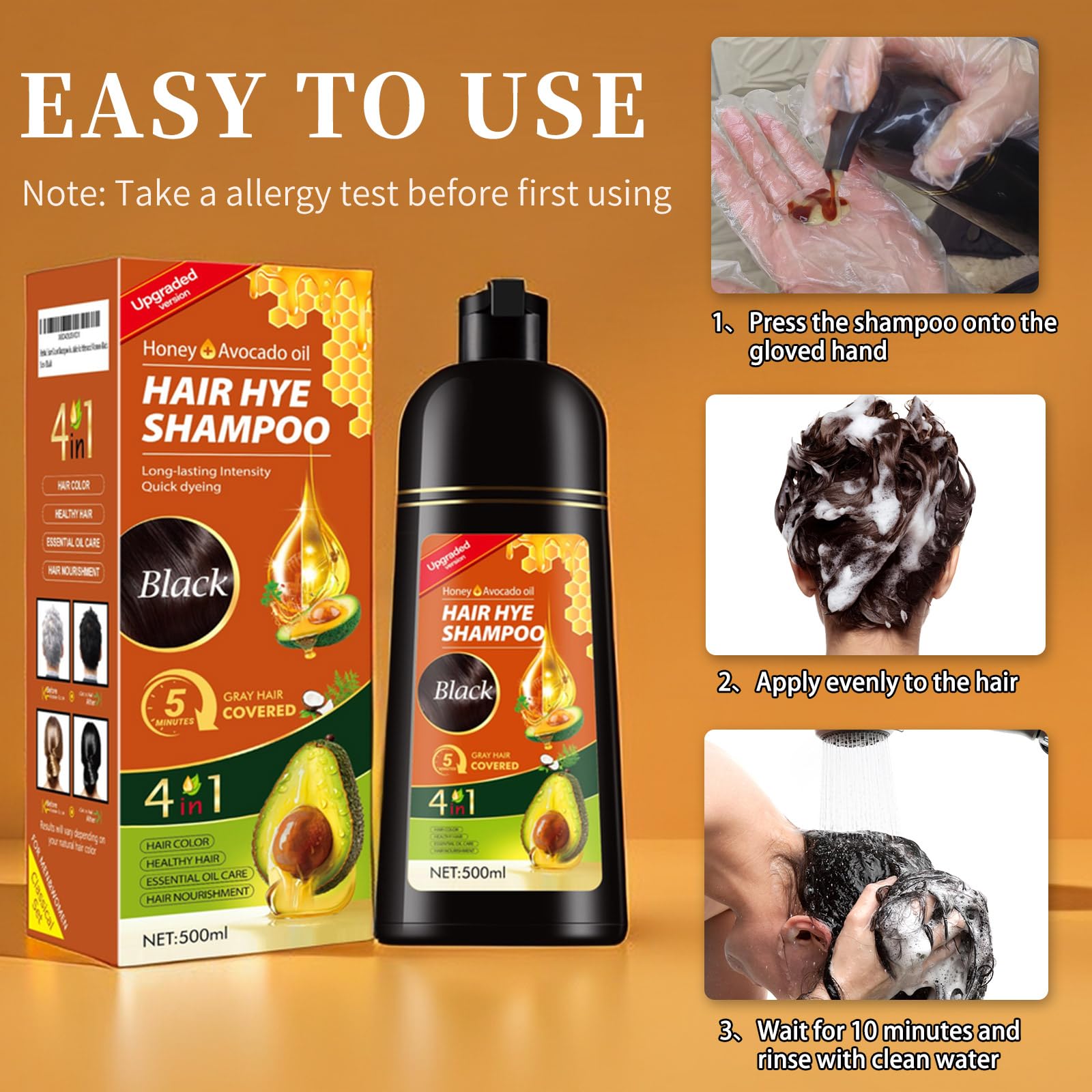 Amazon.com: Magic Black Hair Dye Shampoo 3 en 1 para mujeres y
