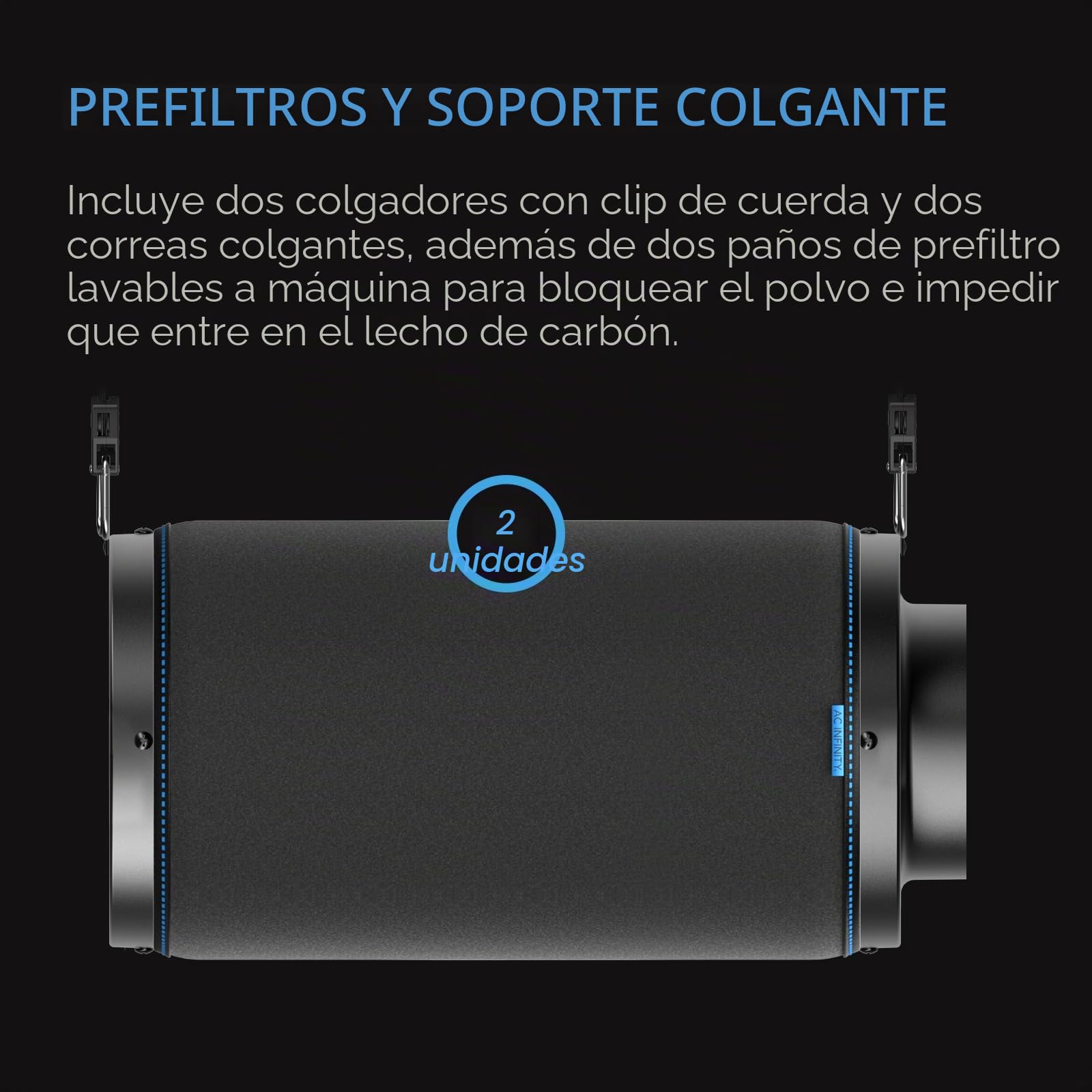 AC Infinity Filtro, 250mm de carbono de aire de, con carbón virgen australiano premium, para ventilador de conducto en línea, control de olores, hidropónico, salas de cultivo | Para ventilador de conductos en línea, control de olores, hidroponía, salas de