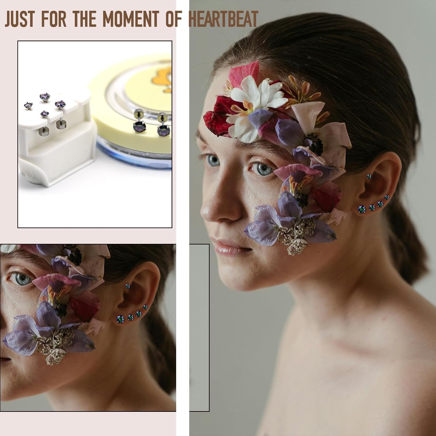 3 Pairs Titanium Cubuic Zirconia Stud Earrings for Women Men CZ Hypoallergenic Flat Back Earrings Silver Girls Earring Studs Set for Cartilage 3mm-5mm - Image 6