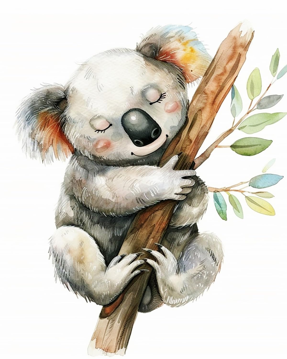 Liubaishi Multicolour Paint By Numbers Kit For Adults, Koala Hugging Tree, 40X50 Cm, Acrylic On Canvas, With 3 Brushes