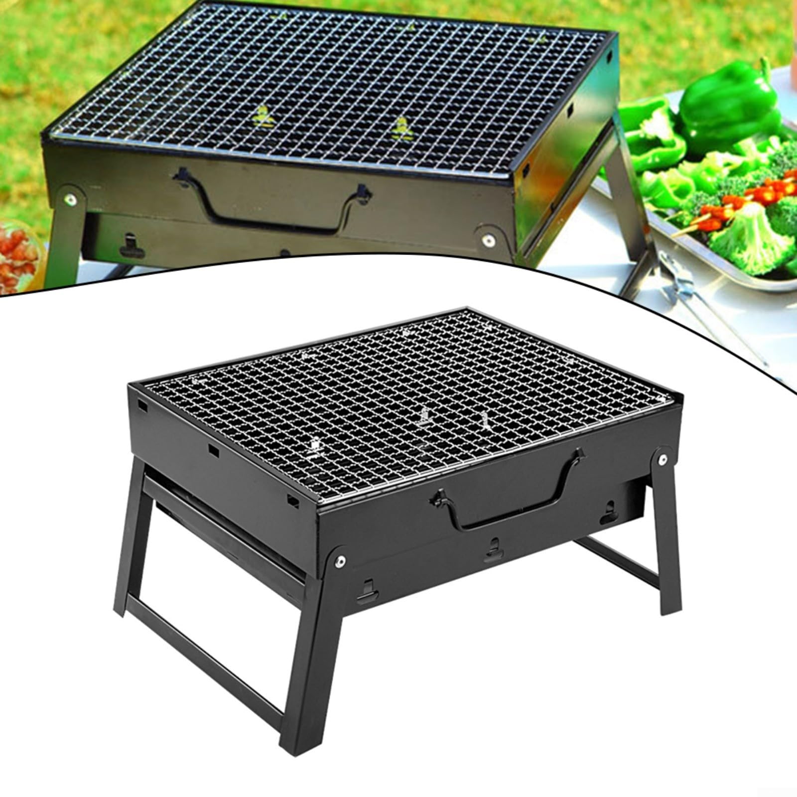 Grill Kempingowy, Grill Na Węgiel Drzewny, Grill Ogrodowy, Składany Przenośny Grill, Czarny Piec Ze Stali