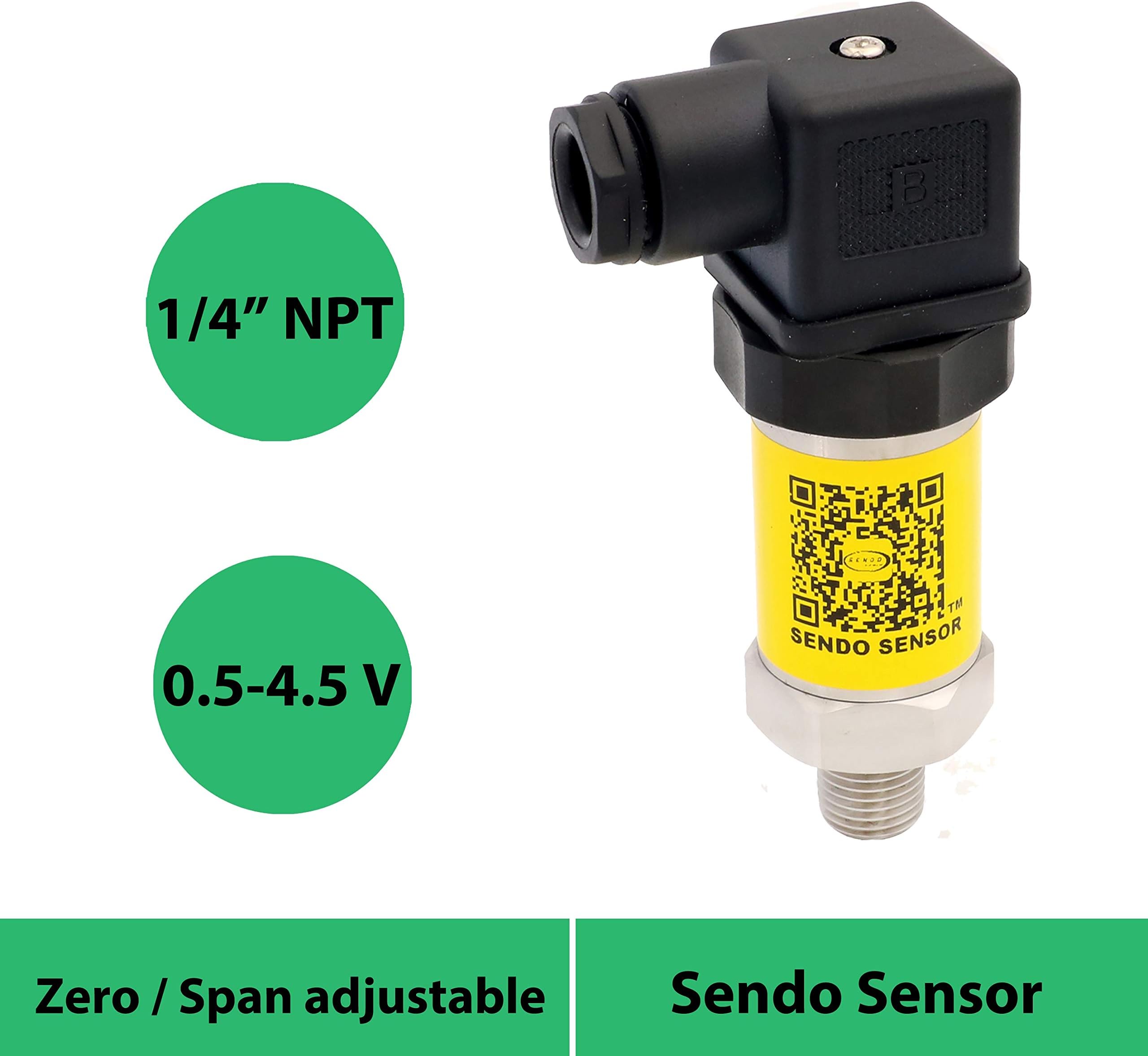 Nuokix pressure sensor 0.5-4.5V, pressure 0 to 250bar, 0.35bar, 10bar, 160, 400 bar gauge, 1 4npt male thread + Hirschmann connection (Measuring Range : 0 10bar)