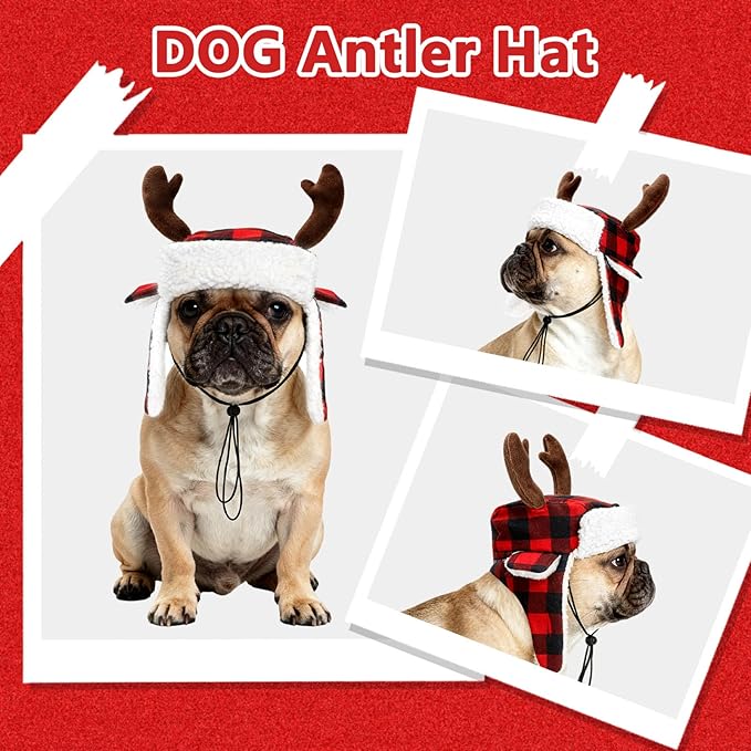 Gorro y bufanda navideños para perro, talla grande, ajustable miniatura 6