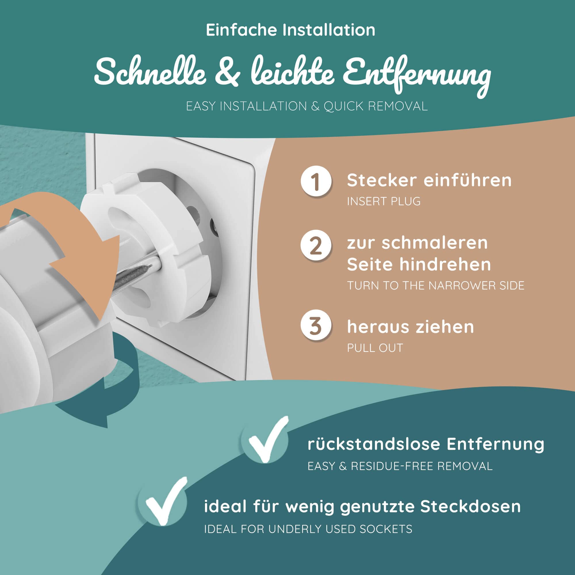 Cache prise bébé de BEARTOP BEARTOP | à coller | mécanisme de sécurité spécial | kit securite bebe | protège-prise, cache prise electrique, protège prise bébé | Garantie de satisfaction (3 ans
