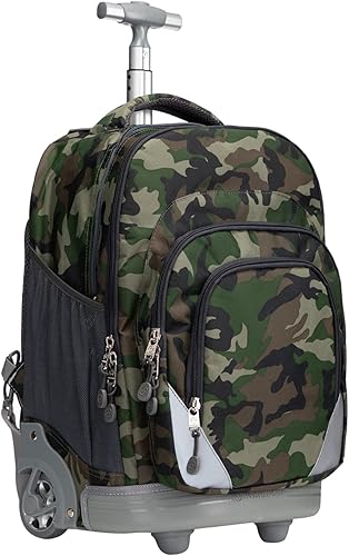 WEISHENGDA Mochila con ruedas de 18 pulgadas para adultos y estudiantes escolares, libros de viaje cortos, bolsas de carrito para laptop, camuflaje