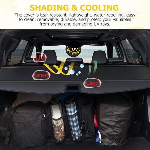 Miniatura 10 de AUXMART Cubierta de carga retráctil para Toyota RAV4 2019 2020 2021 2022 2023 2024 2025 cubierta de protección de seguridad de fibra de carbono,