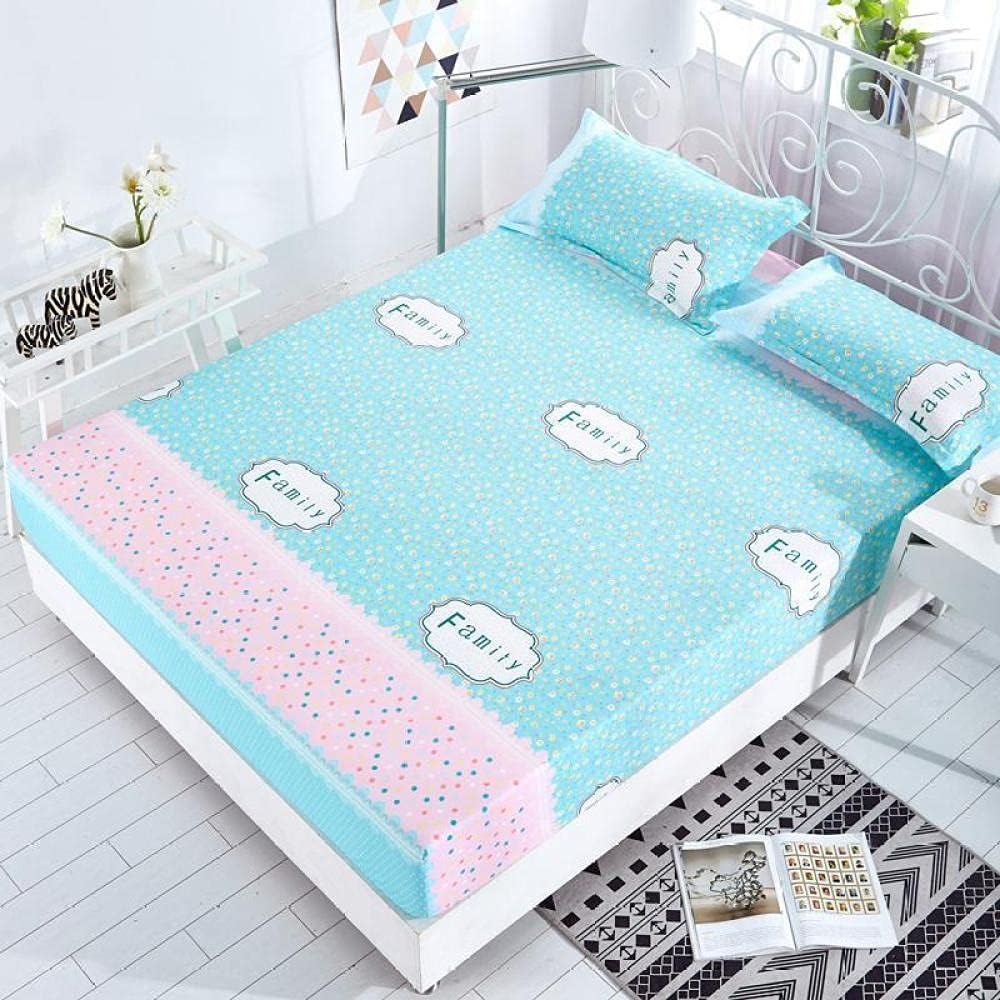 Elastic All Around Fitted Sheet Soft Printed Deep Pockets Fitted Sheets, Cartoon Bed Sheets for Boys Girls Bedrooms are Single Double Beds Light Blue 180cm220cm (3pcs)