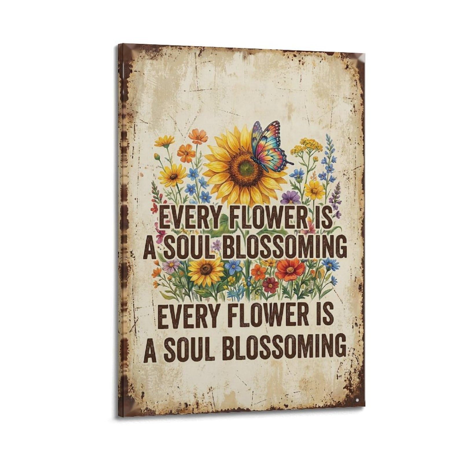 OKAHYS Flower Botanical Vintage Illustration Poster Every Soul Modern Decorative Canvas Prints - Ideal Wall Art for Family, Man Cave, Game Room, Boys & Girls Bedroom 24x36inch