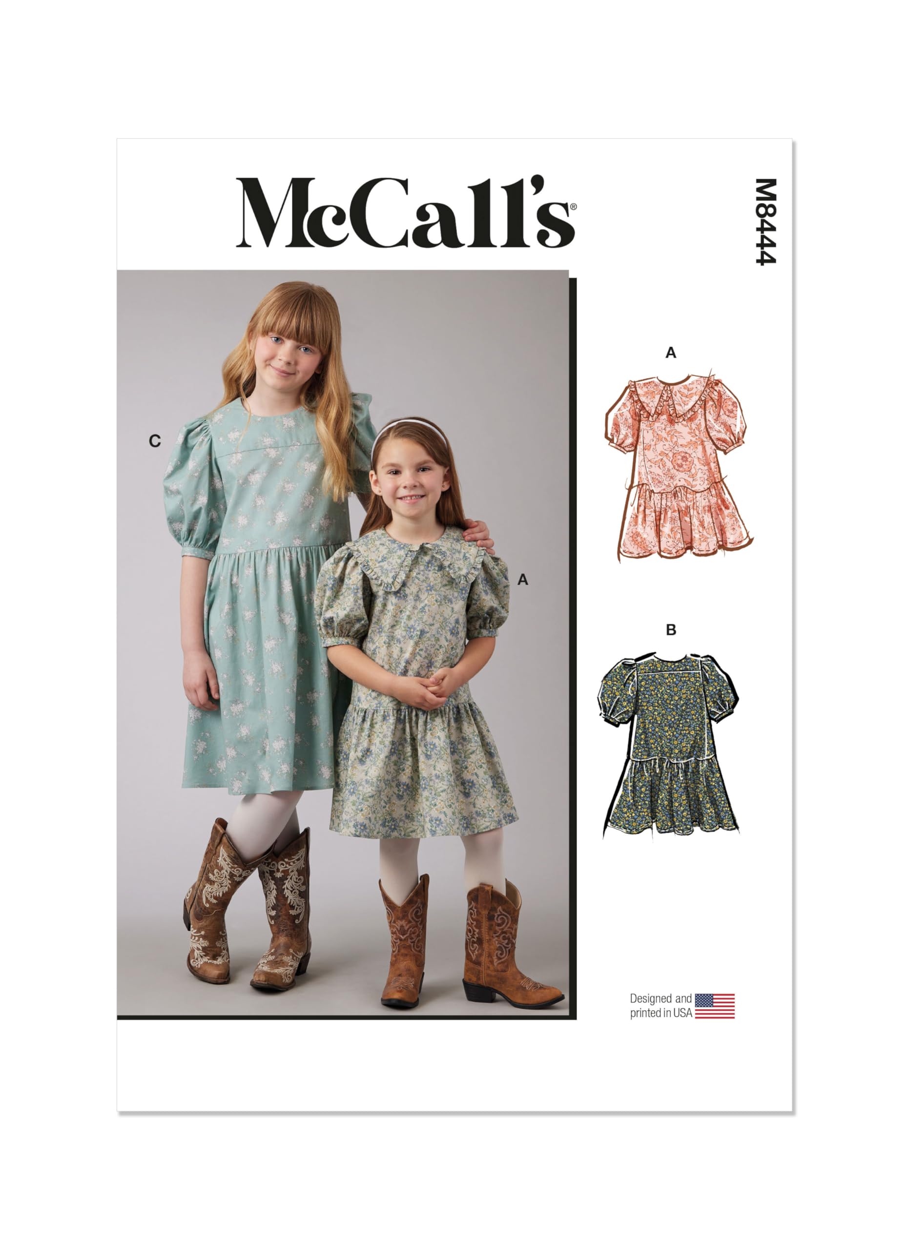 Robes fille et enfant MCCALLS M8444HH à manches bouffantes et jupe froncée ample