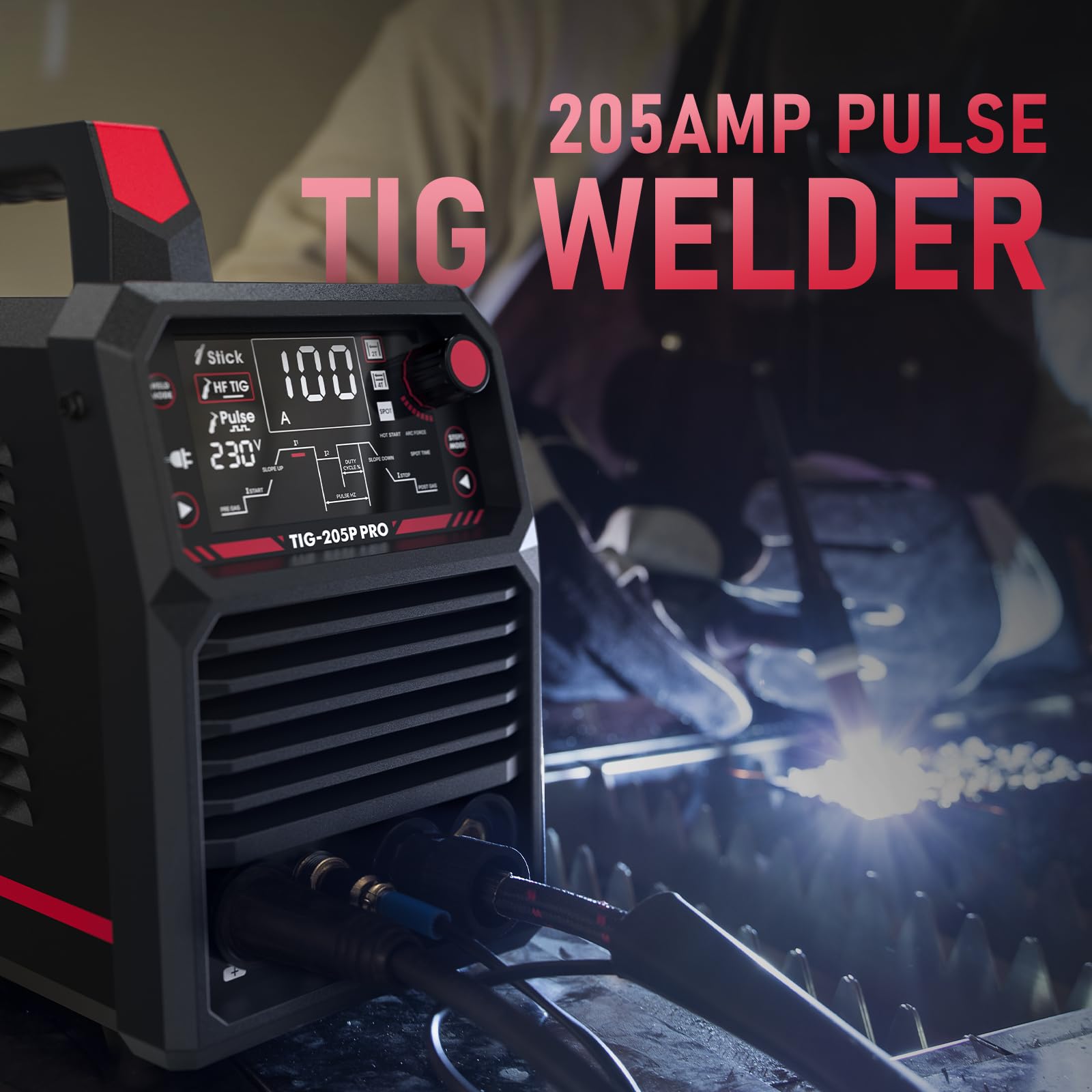 YESWELDER DC WIG Schweißgerät 200A mit Puls, LED-Anzeige, MMA 230V