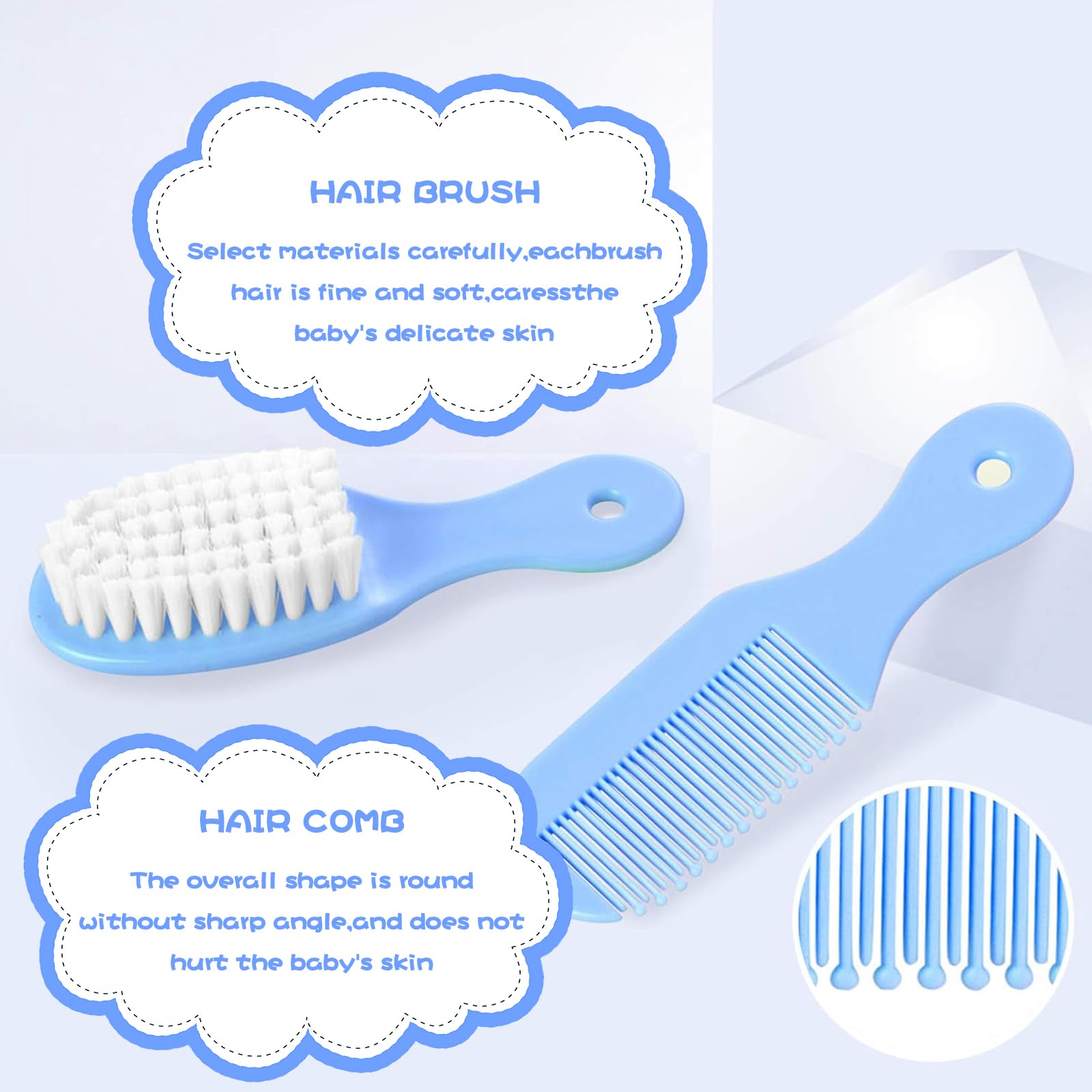 Trousse de Soin Bébé, HyAdierTech 13 Bébé Naissance Set, Kit de Soin Bébé, soins bébé Infirmière nouveau-né Bébé Clou Cheveux Soins de santé Des gamins Thermomètre Toilettage Brosse Trousse (blue)