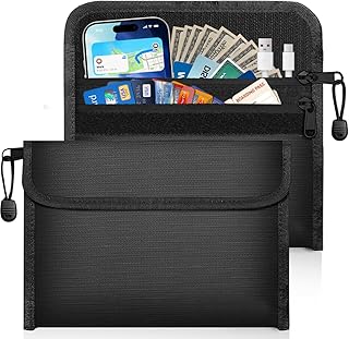 2er Pack Feuerfeste Dokumententasche (21,8 x 15cm, 6400℉), Wasserabweisend Feuerfeste Geldtasche, Feuerfeste Aufbewahrungstasche für Dokumente, Geld, Passport, Bankdatei und Bargeld