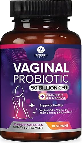 Probióticos vaginales para mujeres, equilibrio de pH con prebióticos, 50 mil millones de UFC, 10 cepas probióticas, arándano, D-manosa y XOS  Olor
